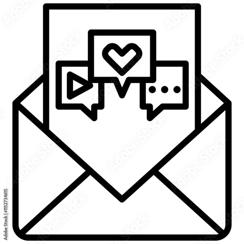 Mail Marketing Outline Icon, Business and Marketing Outline Icon