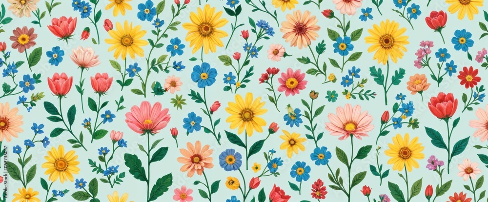 custom made wallpaper toronto digital"Whimsical Folk Art Floral Pattern: A Playful Spring Garden Design"
