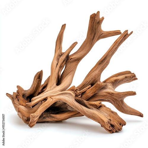 Decorative driftwood piece on white isolate background. photo