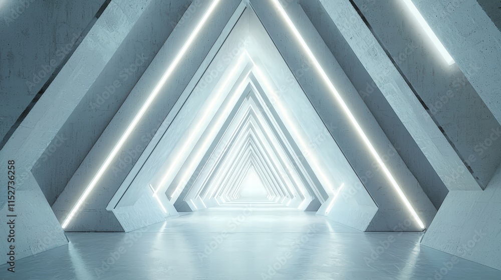 Obraz premium Futuristic angular hallway with ambient lighting