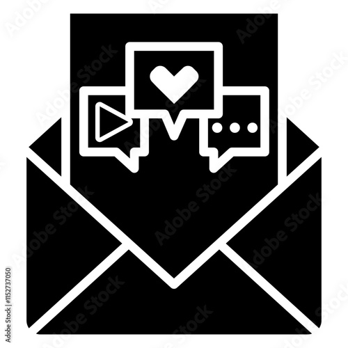 Mail Marketing Glyph Icon, Business and Marketing Glyph Icon