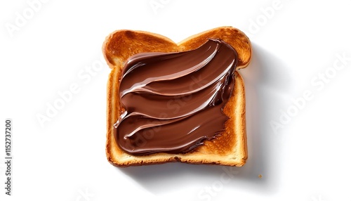 Wallpaper Mural A slice of toast with chocolate spread is shown on a white background Torontodigital.ca