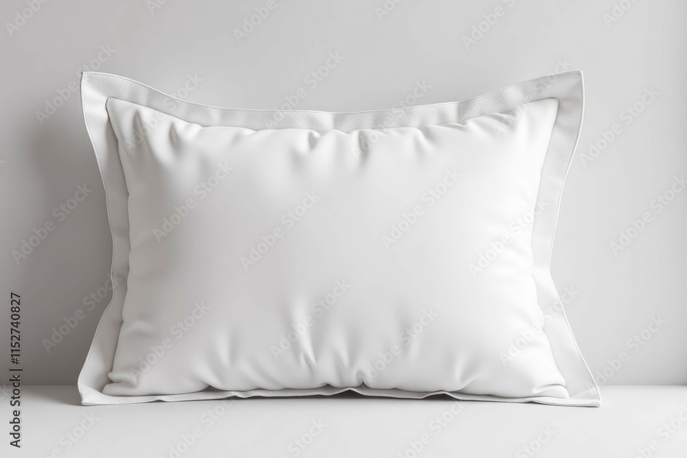 A single white pillow sits on a white surface A single white pillow sits on a white surface
