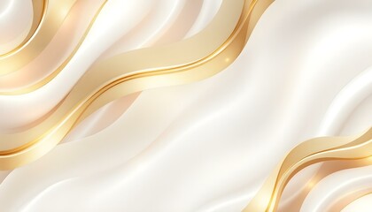 Luxury white and gold background with golden lines and paper cut style. Abstract golden background with white luxury glitter shapes. Abstract background with gold waves. Luxury paper cut background