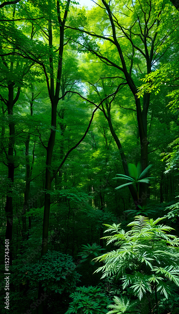 The forest, the lungs of Earth. Fresh and clean lungs without lung pollution., enhance, with white tones The forest, the lungs of Earth. Fresh and clean lungs without lung pollution., enhance, with white tones