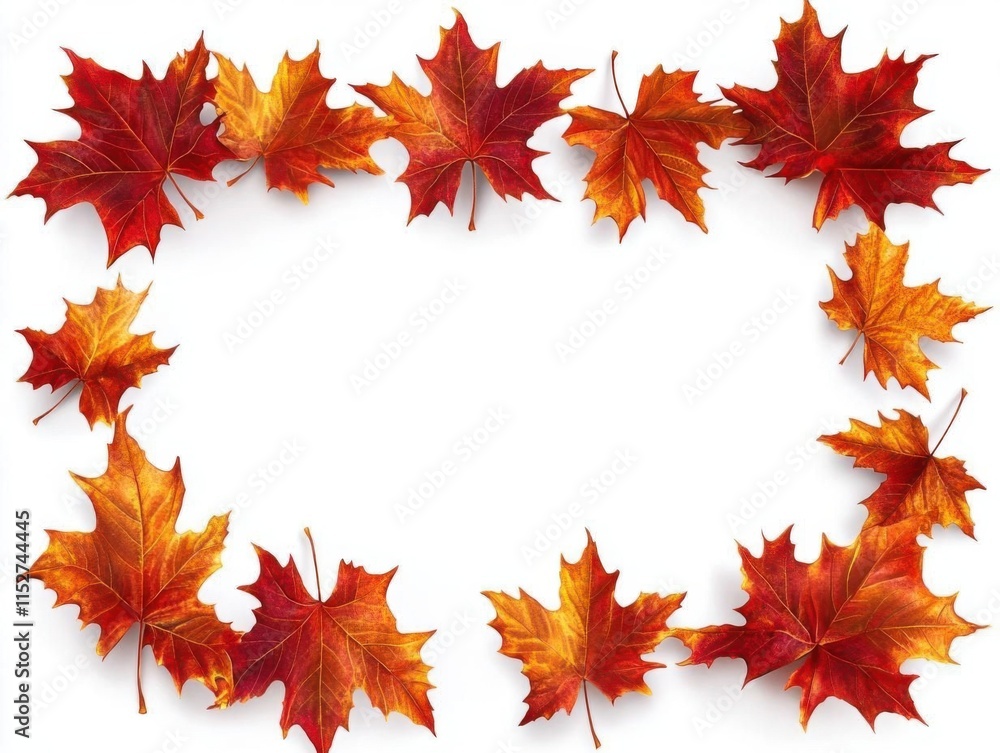 Autumn Leaves Frame White Background, Seasonal Concept. Autumn Leaves Frame White Background, Seasonal Concept.