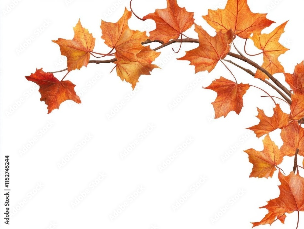 Autumn Leaves Gently Curl on Branch, Embracing the Fall Season. Autumn Leaves Gently Curl on Branch, Embracing the Fall Season.