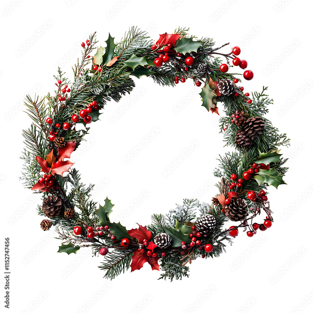 Christmas Wreath, isolated on white background, full depth of field Christmas Wreath, isolated on white background, full depth of field