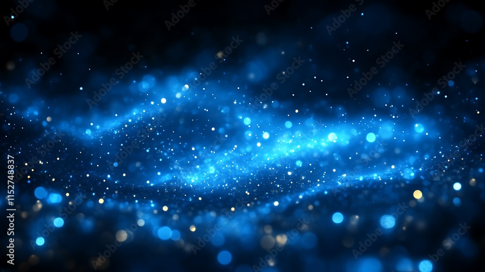 Fototapeta premium Abstract Blue Sparkle Background Glowing Lights Shimmering Dust