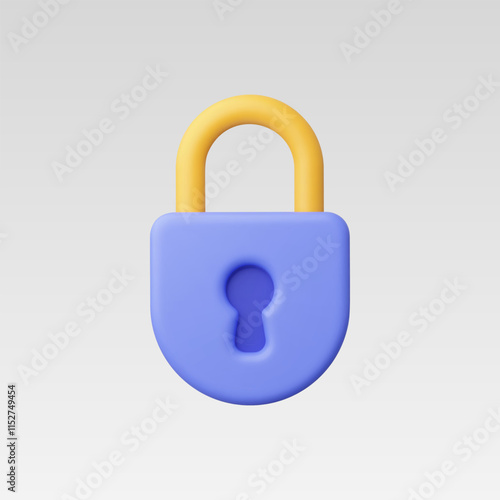 3d Realistic Locked Padlock vector illustration
