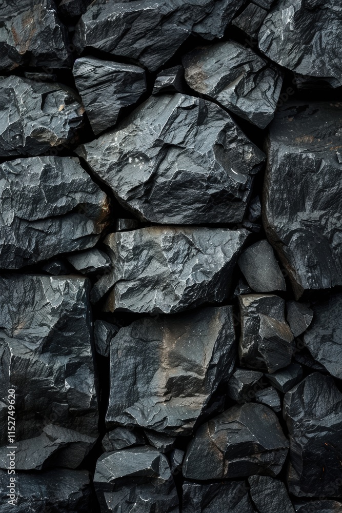 Textured black stone surface with angular shapes Textured black stone surface with angular shapes