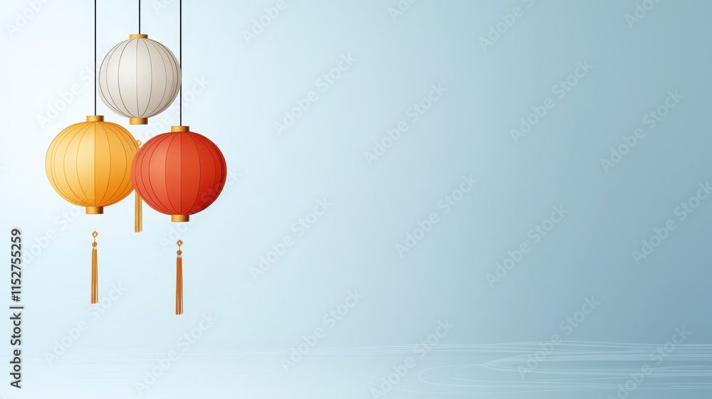 Fototapeta premium Hanging lanterns in vibrant colors for festive celebrations