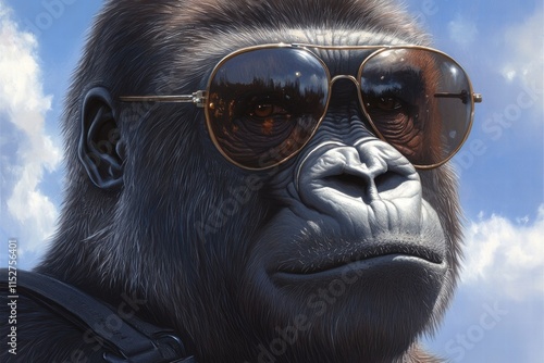 Wallpaper Mural Gorilla in Aviator Sunglasses Against a Blue Sky Torontodigital.ca