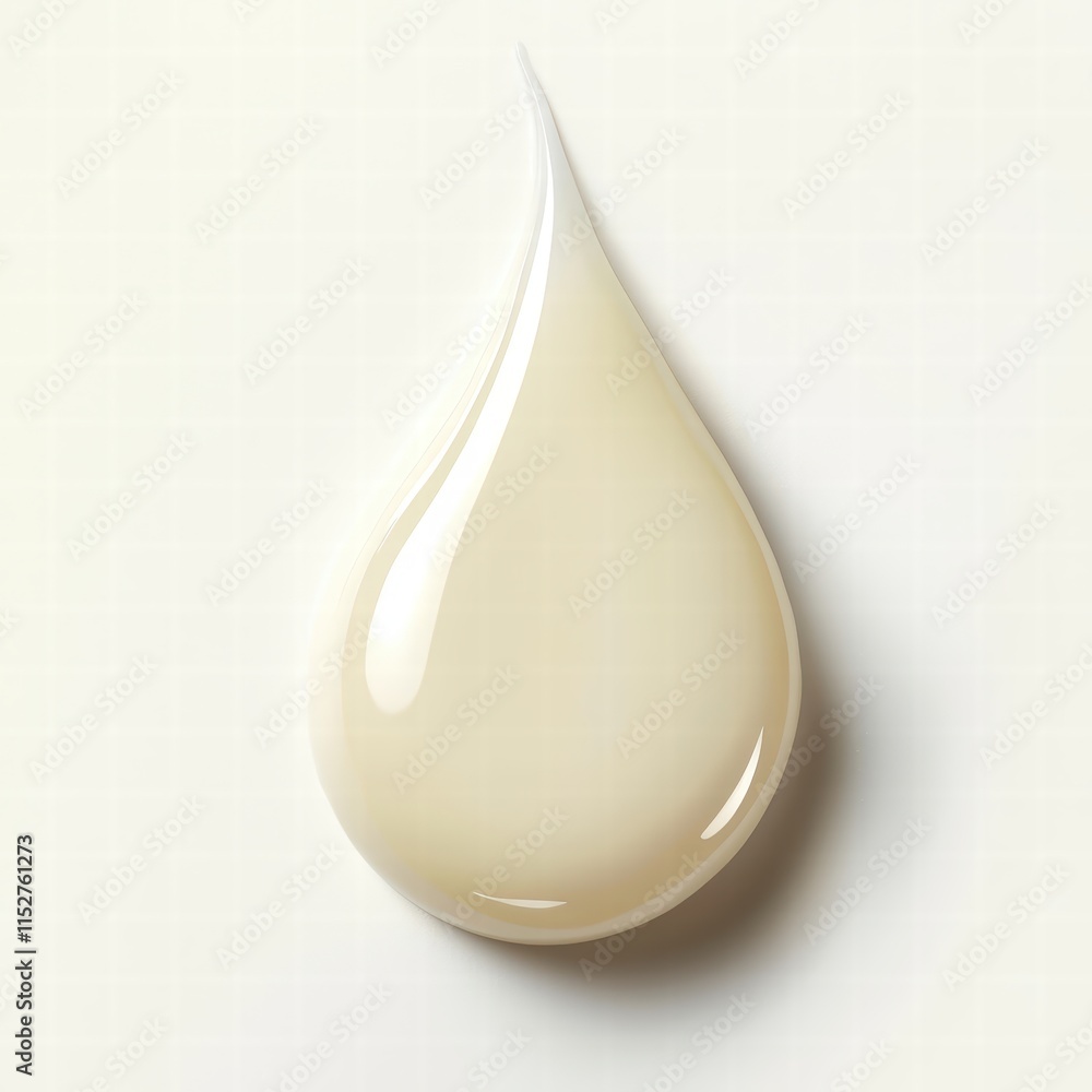 Single droplet of creamy liquid on a light background Single droplet of creamy liquid on a light background