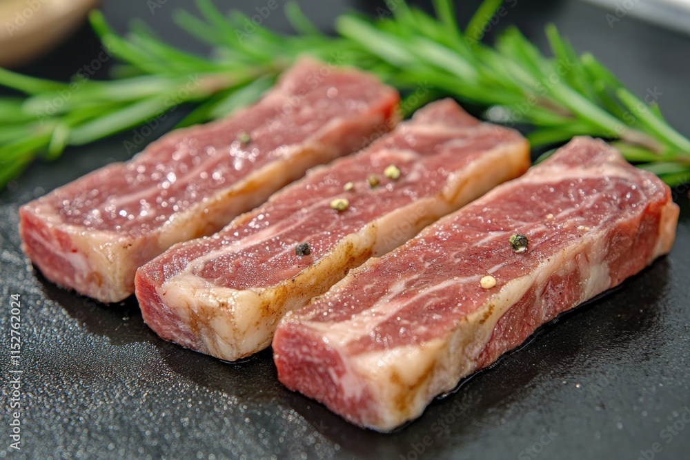 Raw Marinated Beef Steaks Ready for Grilling Raw Marinated Beef Steaks Ready for Grilling