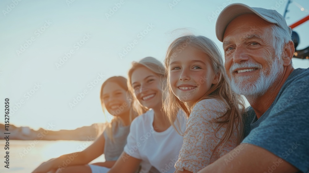 Joyful Family Fishing Trip at Sunset Joyful Family Fishing Trip at Sunset