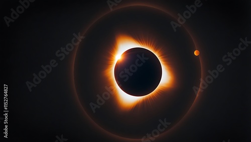 A solar eclipse depicted with a glowing ring surrounding a sharp, dark circle.