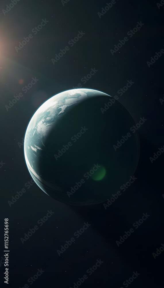 Obraz premium green planet from space, angled photoshot, with white tones