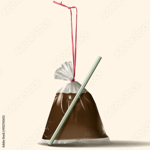 Photography Nanyang Kopitiam Takeaway Plastic String Bag Realistic Illustration