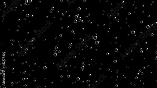 Animated small oxygen bubbles underwater moving upward, Carbonated drink fizzing bubble.
