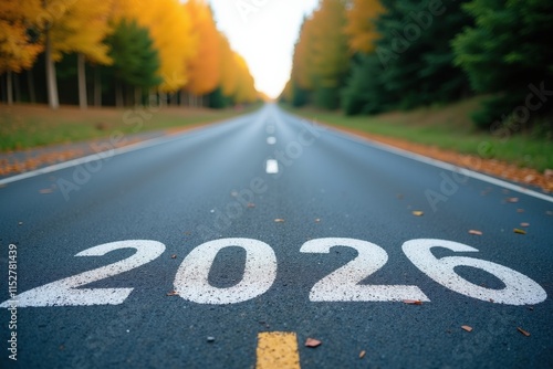 Wallpaper Mural Celebrate the Future: Inspiring Road Ahead with 2026 Marked on Paved Pathway Surrounded by Autumn Colors Torontodigital.ca