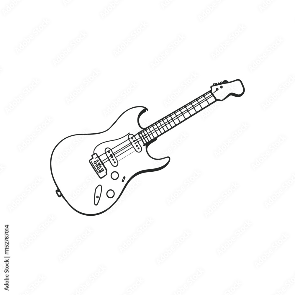 Naklejka premium Electric Guitar Outline Vector for Coloring Pages and Design Projects