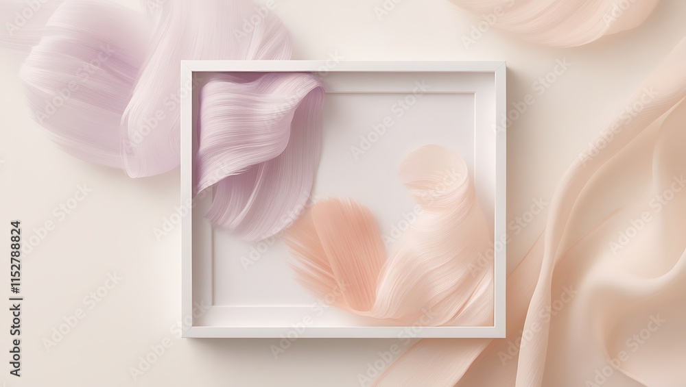 Abstract pastel fabric swirls in a white frame Abstract pastel fabric swirls in a white frame