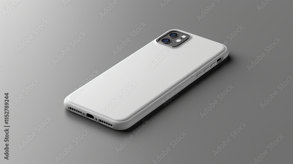 White smartphone mockup on grey background. White smartphone mockup on grey background.