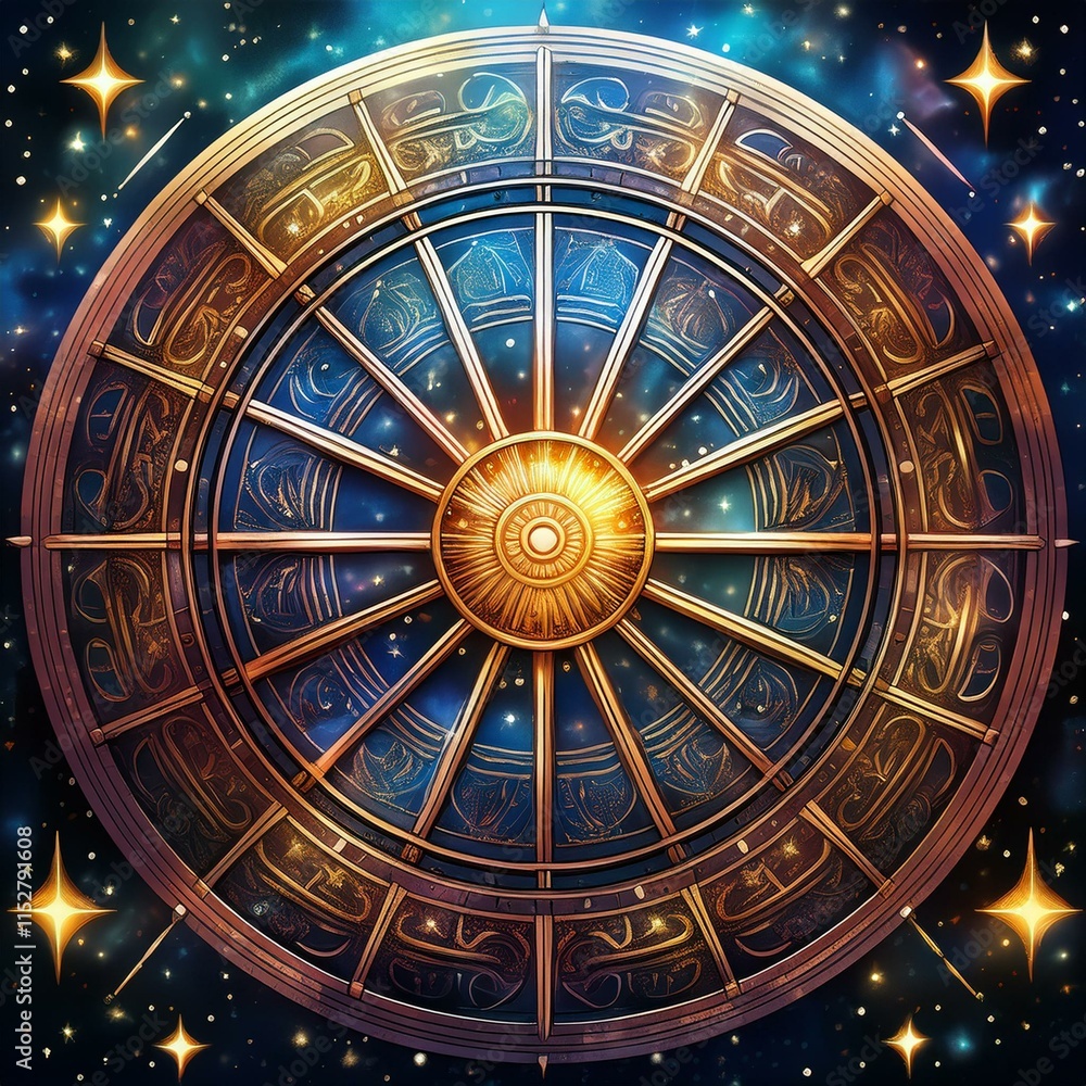 Naklejka premium Creative zodiac wheel backdrop