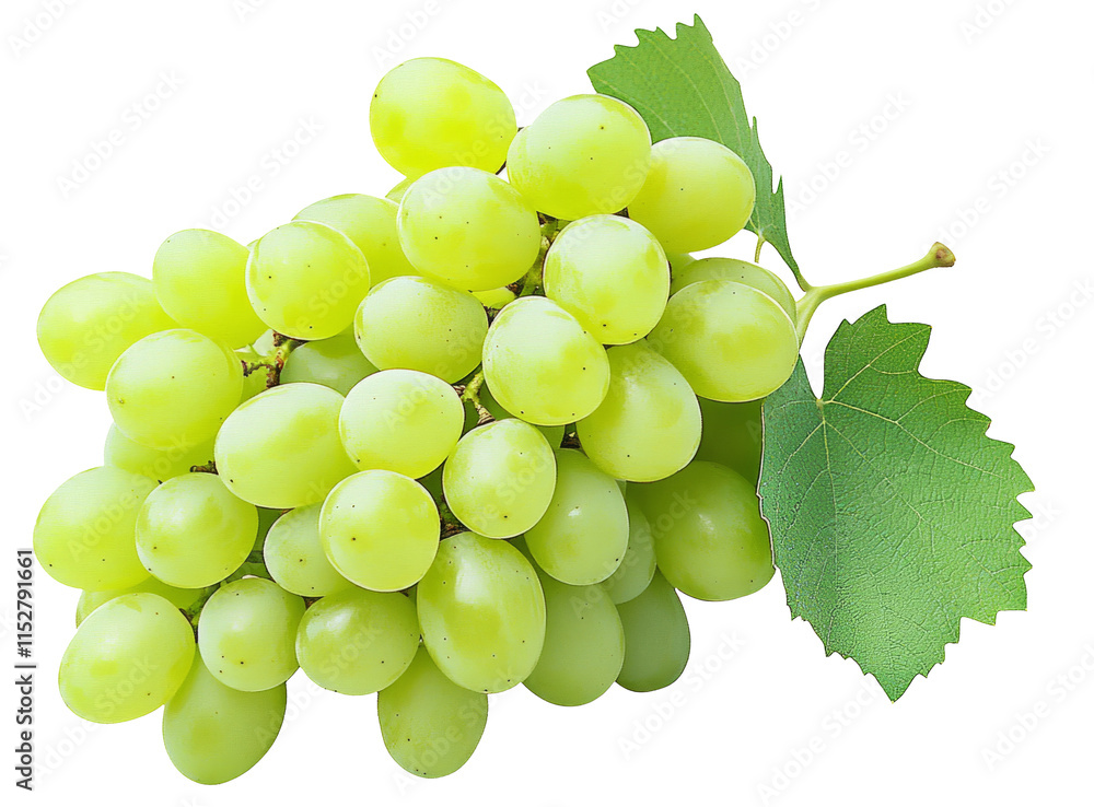 High-Quality PNG of Bunch of Green Grape with leaves isolated on white background, Sweet Green Grape on a branch on white PNG File. – High Resolutio High-Quality PNG of Bunch of Green Grape with leaves isolated on white background, Sweet Green Grape on a branch on white PNG File. – High Resolutio
