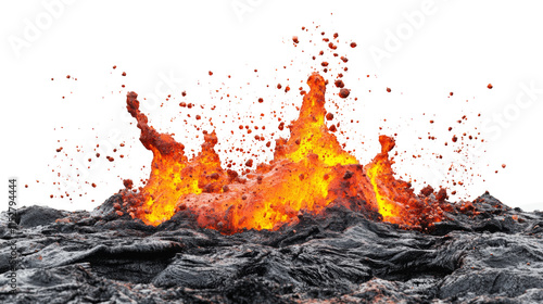 Visually captivating image of magma creating a dynamic splash against a pure white backdrop