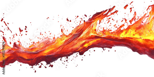 Visually striking representation of lava splashing, isolated on a bright white backdrop