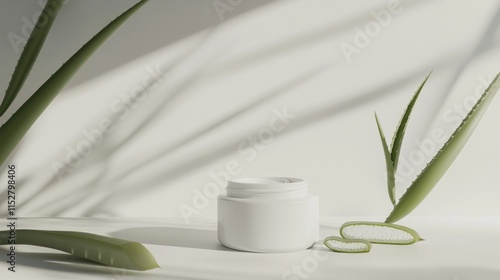 Wallpaper Mural Elegant Aloe Vera Cream Jar with Fresh Aloe Leaves and Natural Light Torontodigital.ca