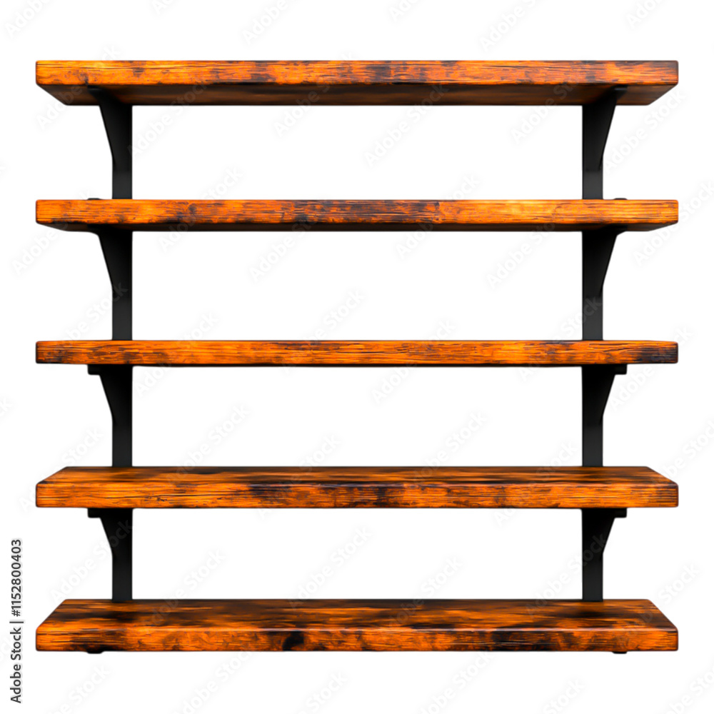 Rustic Wooden Shelf with Black Metal Support for Modern Interiors Rustic Wooden Shelf with Black Metal Support for Modern Interiors