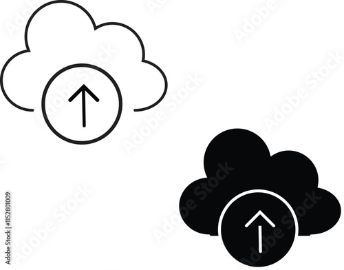 Set of line icons related to cloud computing, cloud service. Outline icon collection. Editable stroke. Vector illustration with transparent background.