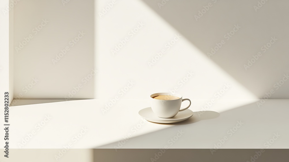 Relaxing Morning Coffee Moment by the Window with Soft Natural Light in Minimalist Setting Relaxing Morning Coffee Moment by the Window with Soft Natural Light in Minimalist Setting