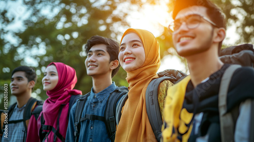 Wallpaper Mural Diverse Students on University Campus in Malaysia Enjoying a Bright Sunny Day Torontodigital.ca