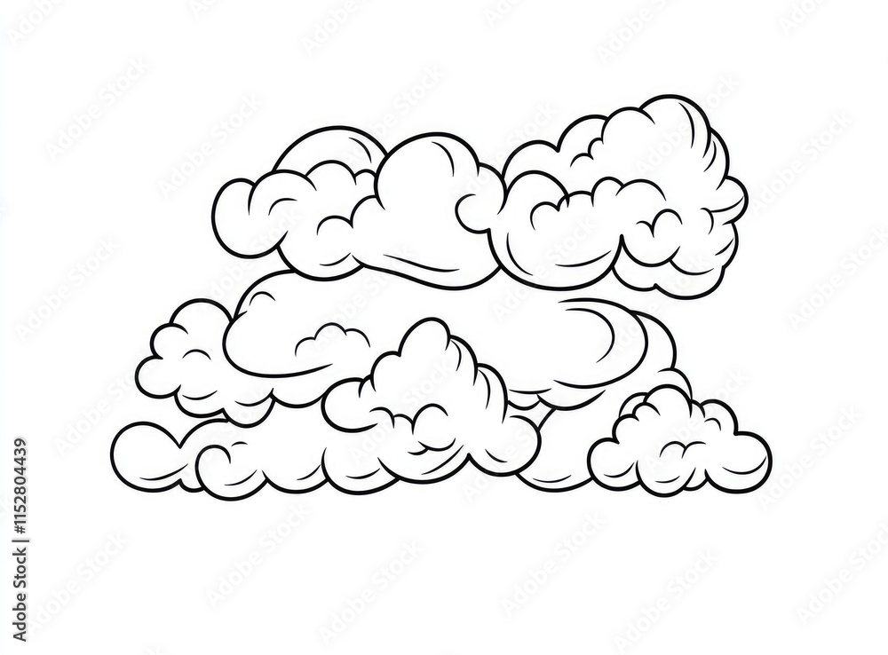 A stylized illustration of fluffy clouds, suitable for graphic design or artistic purposes. A stylized illustration of fluffy clouds, suitable for graphic design or artistic purposes.