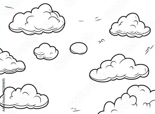 A simple illustration of fluffy clouds against a blank background.