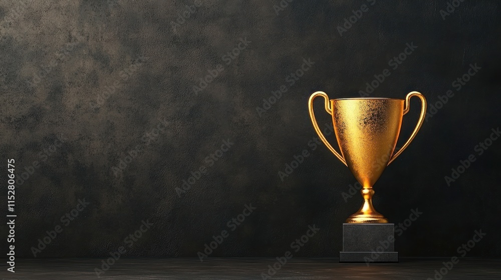Golden Champion Trophy on Table with Fiery Background - Symbolic of Success and Achievement Golden Champion Trophy on Table with Fiery Background - Symbolic of Success and Achievement