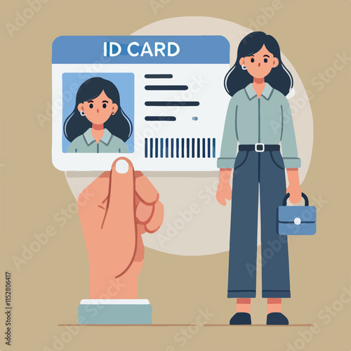 A person is showing an ID card Art & Illustration