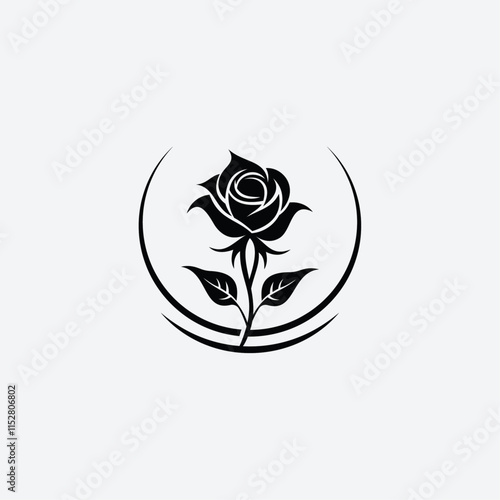 Minimalist Modern Rose for Flower or Plant Garden shop logo design