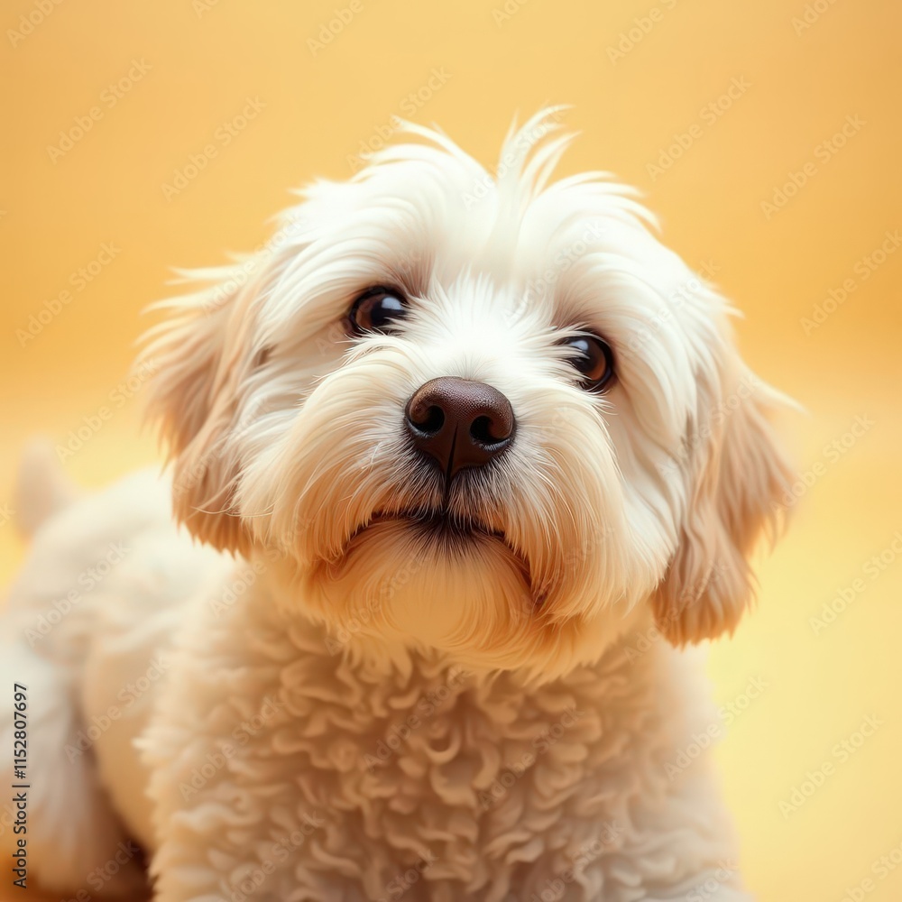 Adorable Fluffy White Puppy Dog Pet Animal Portrait Adorable Fluffy White Puppy Dog Pet Animal Portrait
