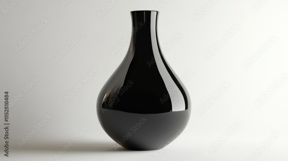 A glossy black vase with a minimalist design, set on a white background, emphasizing its bold and modern aesthetic. A glossy black vase with a minimalist design, set on a white background, emphasizing its bold and modern aesthetic.