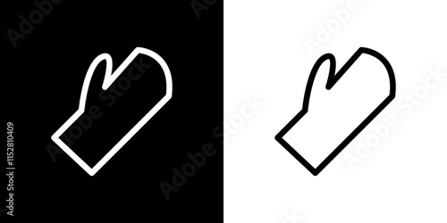 Glove icon. Hand guard. Hand protector. Black logo. Draw lines. Silhouette