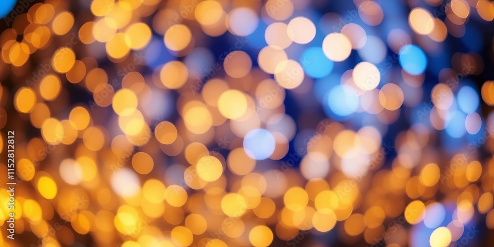 Fototapeta premium Blurred golden and blue lights creating a mesmerizing and festive background, magical, sparkle