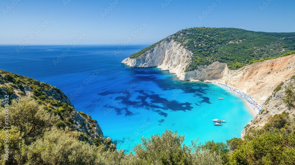 Stunning Coastal Landscape with Turquoise Water and White Cliffs Stunning Coastal Landscape with Turquoise Water and White Cliffs
