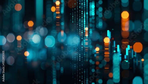Digital backdround ideal for technological operations, neural networks teal and orange dot color
