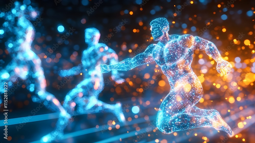 futuristic running man, digital athlete - abstract & conceptual art futuristic running man, digital athlete - abstract & conceptual art