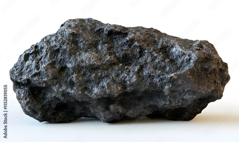 Obraz premium Dark gray rough rock isolated on white.